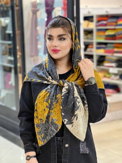 روسری نخی ژاکارد دور دست دوز کد800