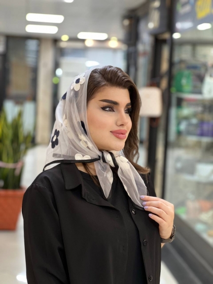 روسری مینی اسکارف نخ و حریر کد 1215 