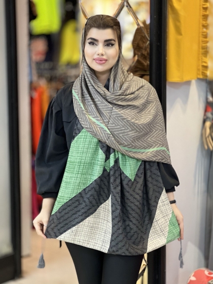 شال نخی ژاکارد منگوله دار کد1623