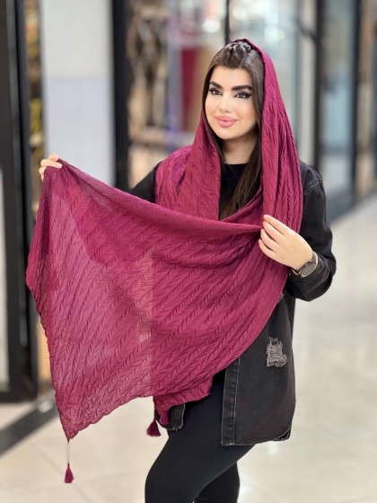شال نخی پلیسه اعلاء منگوله دار کد1664