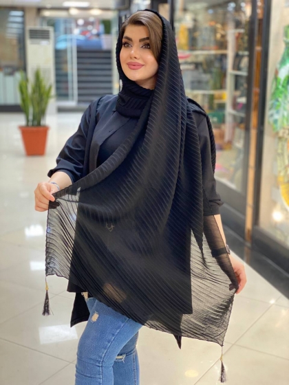 شال پلیسه منگوله دار نخ و حریر کد374