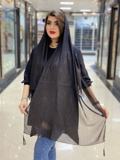 شال نخ و حریر لمه منگوله دار کد 458