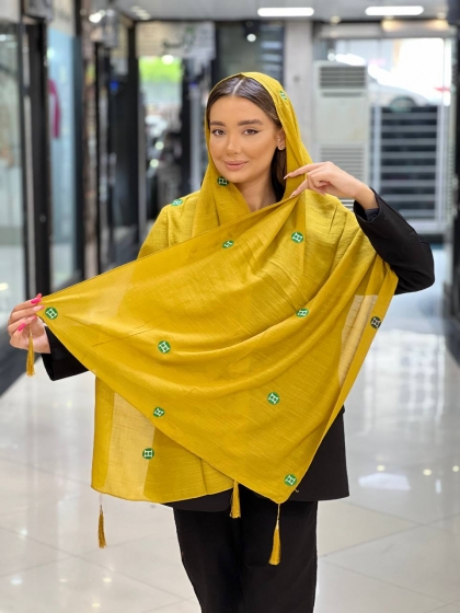 شال اسلپ اعلا گلدوزی منگوله دار کد 2166