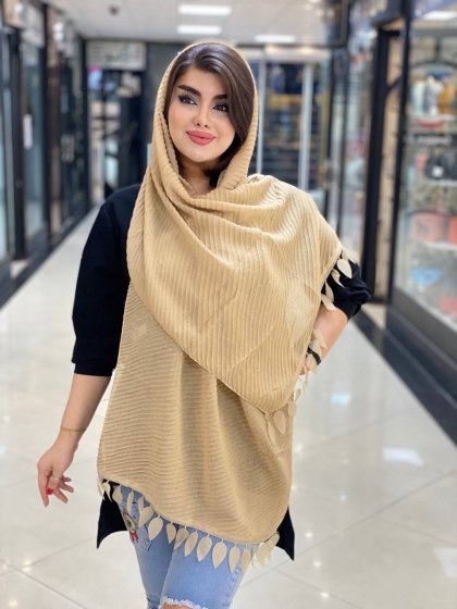 شال نخی پلیسه ریشه برگی کد 495