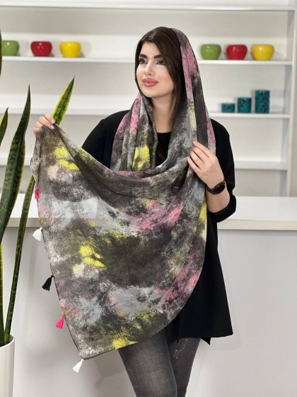 شال نخی آبرنگی منگوله دار کد1101