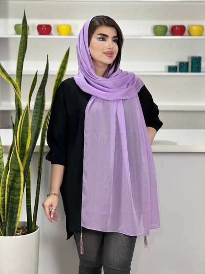 شال نخ و حریر لمه منگوله دار کد 1102
