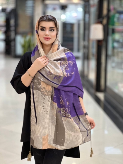 شال نخی اسکارلت منگوله دار کد 952
