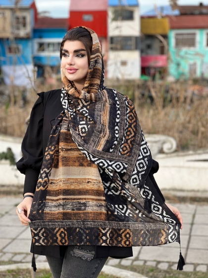 شال نخی ارکیده منگوله دار( مناسب فصل بهار) کد 753