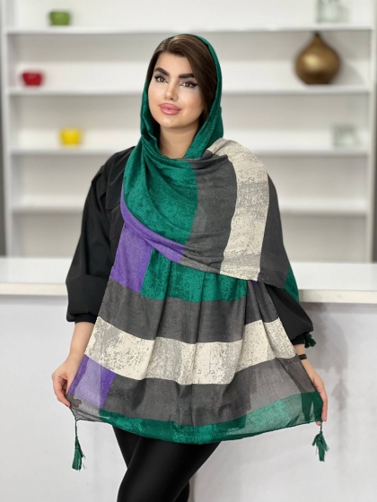 شال نخی اسکارلت منگوله دار کد1750