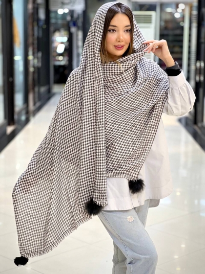 شال پیچازی پم پم (نخی ضخیم) کد 2343