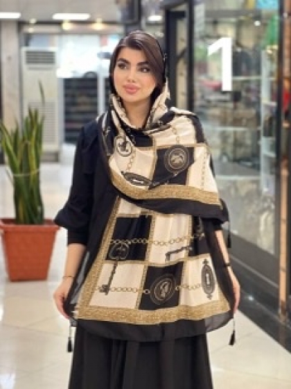 شال نخی ژاکارد منگوله دار کد2068