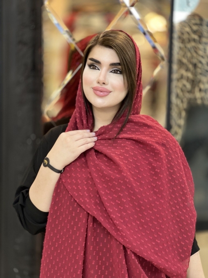 شال نخ و حریر طرح پاپیون منگوله دار کد 1766
