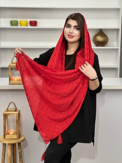 شال نخ و حریر توپی منگوله دار کد1196