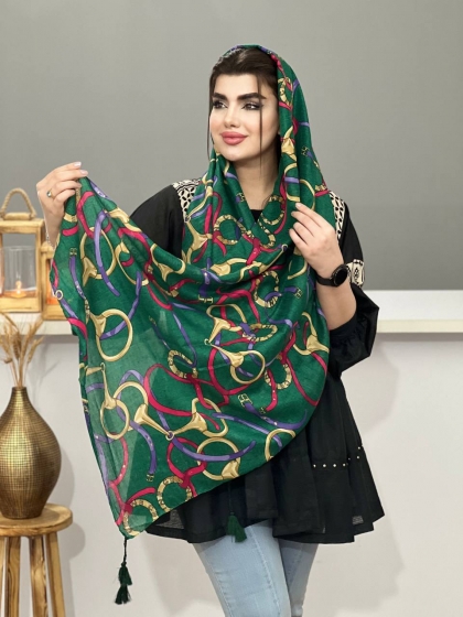 شال نخی ترک دور دوخت منگوله دار کد1223