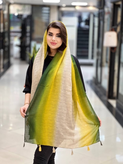 شال نخی آبرنگی منگوله دار کد 958